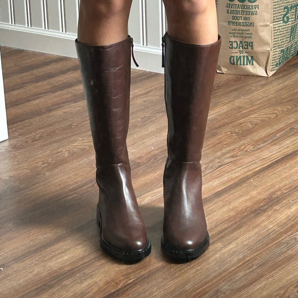 Brown Knee-High Leather Boots
